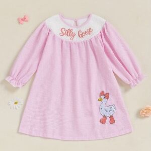NWOT SIZE 18-24 Months Pink Girls Dress with Silly Goose Design